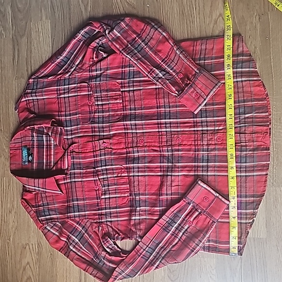 Lauren Ralph Lauren Red Plaid Button Down Cotton Blouse Epaulettes Large - Picture 8 of 10